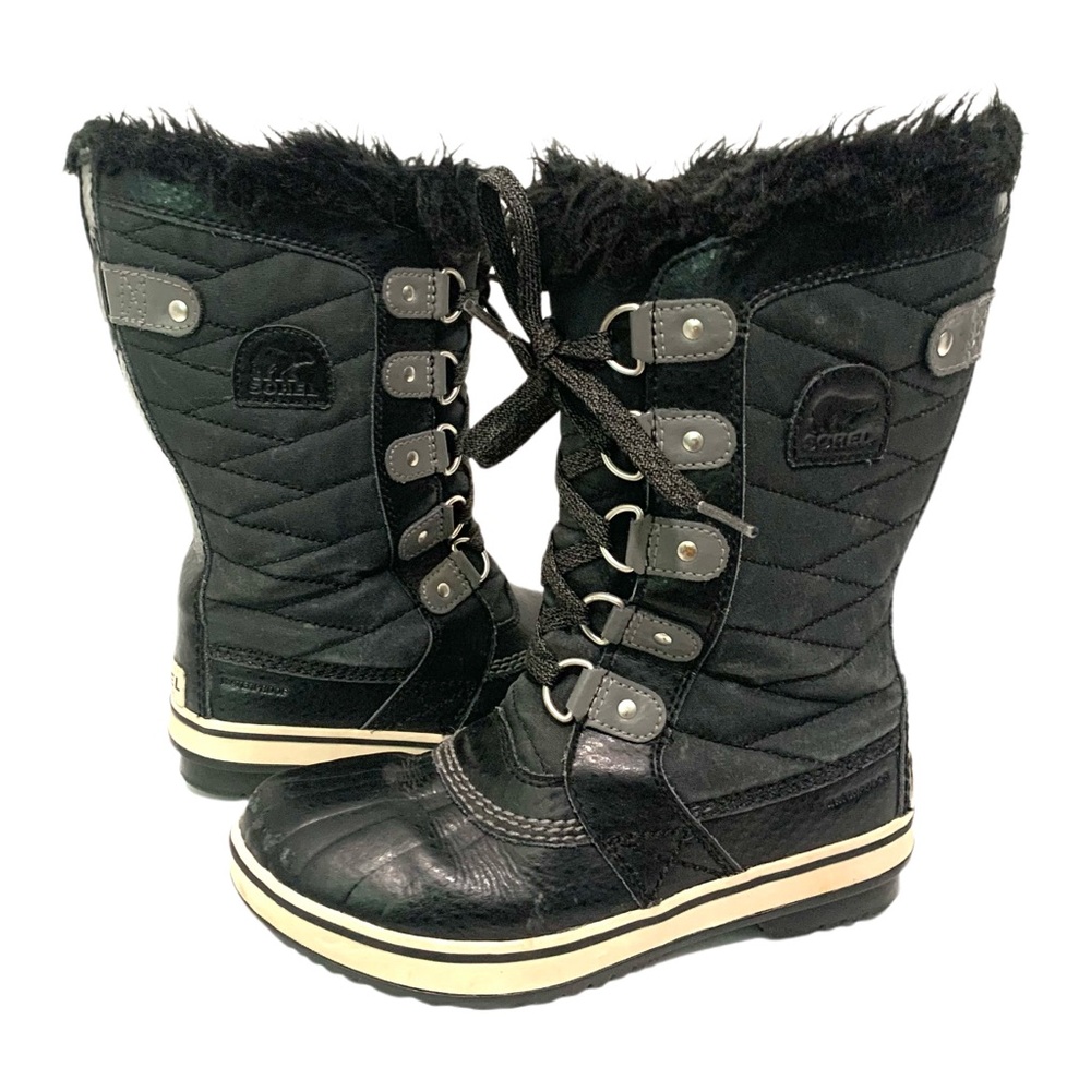 SOREL Big Kids Tofino Il Waterproof Winter Boots Black Big Kids Size 2 Faux Fur